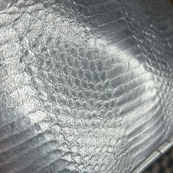 Victoria’s Secret Metallic Snakeskin Silver Crossbody Bag Gold Chain Strap - Picture 10 of 14